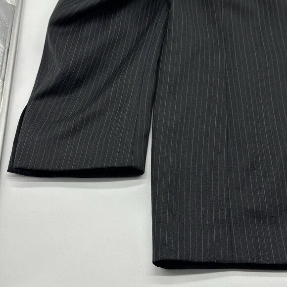 Lauren Ralph Lauren Size 46R Black Wool Pinstripe Single Breasted Suit Jacket - Picture 10 of 11